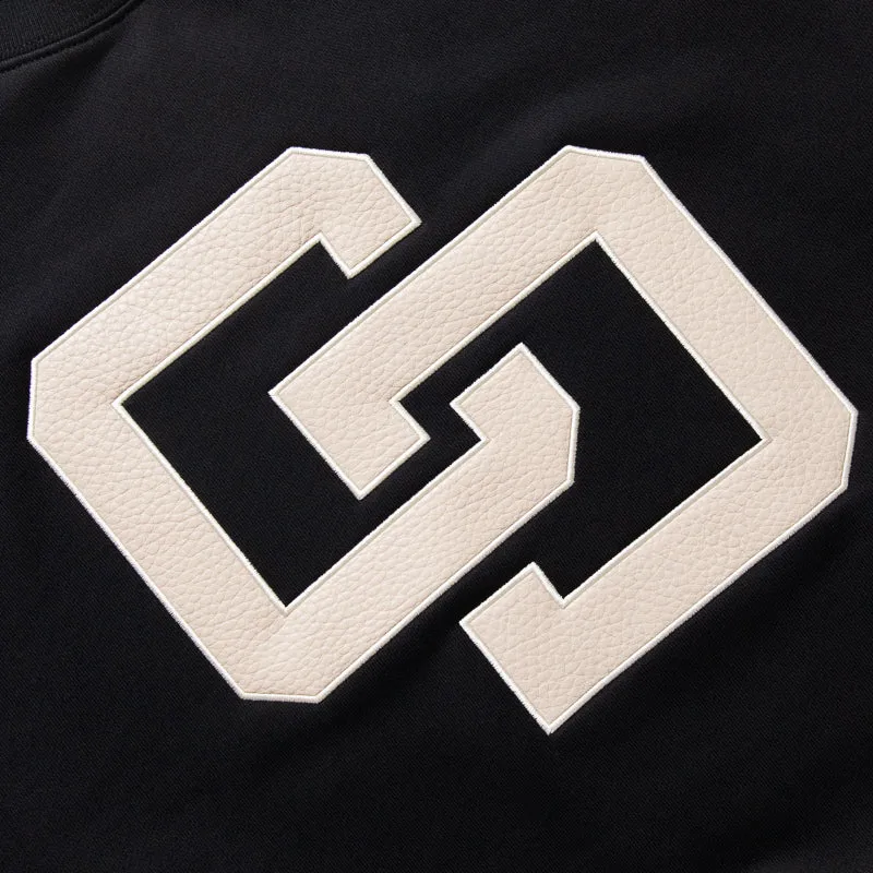 Criminal Damage Leather Applique Logo Sweater - Black
