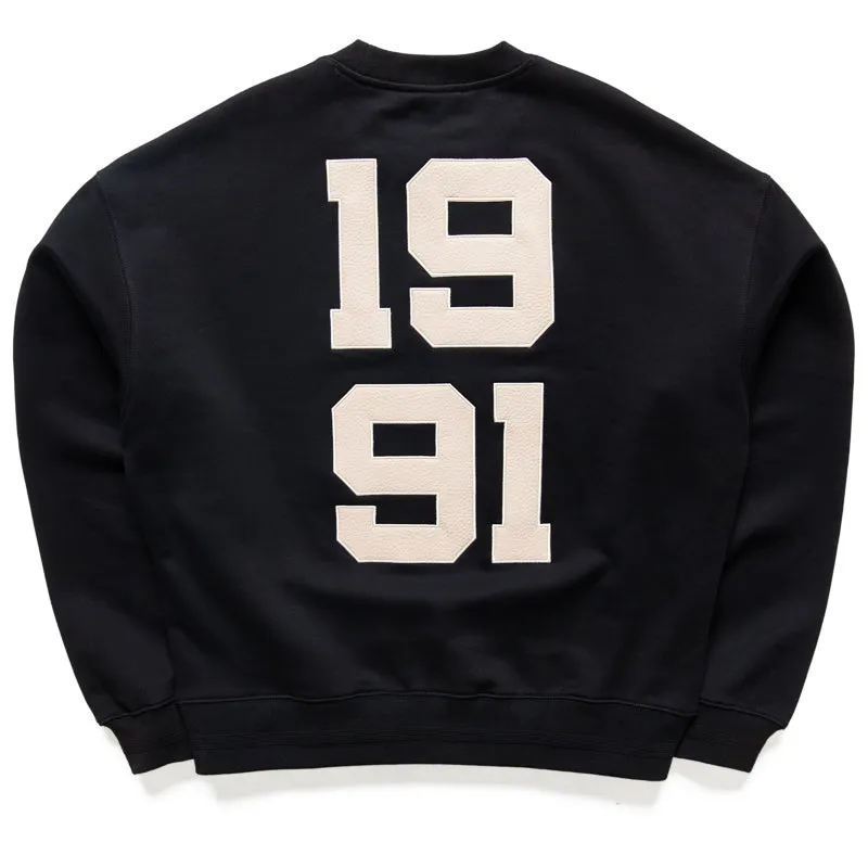 Criminal Damage Leather Applique Logo Sweater - Black