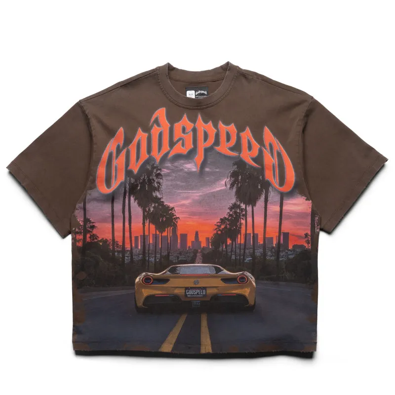 Godspeed New York Sunset Blvd Tee - Brown