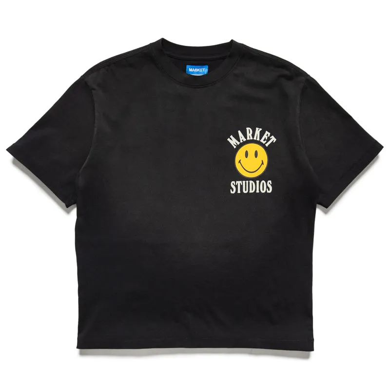 Market Smiley Lockup Tee - Jet Set Black