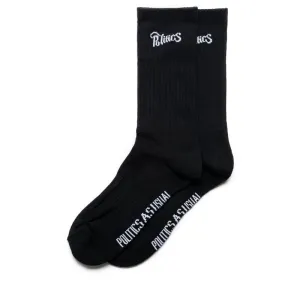 Politics Script Logo Socks - Black