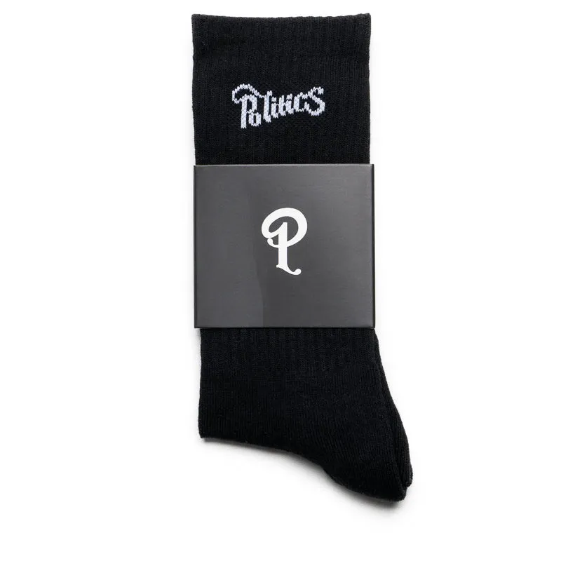 Politics Script Logo Socks - Black
