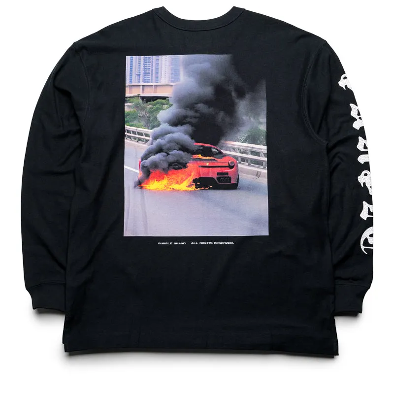 Purple Brand Textured Jersey L/S Tee - Black